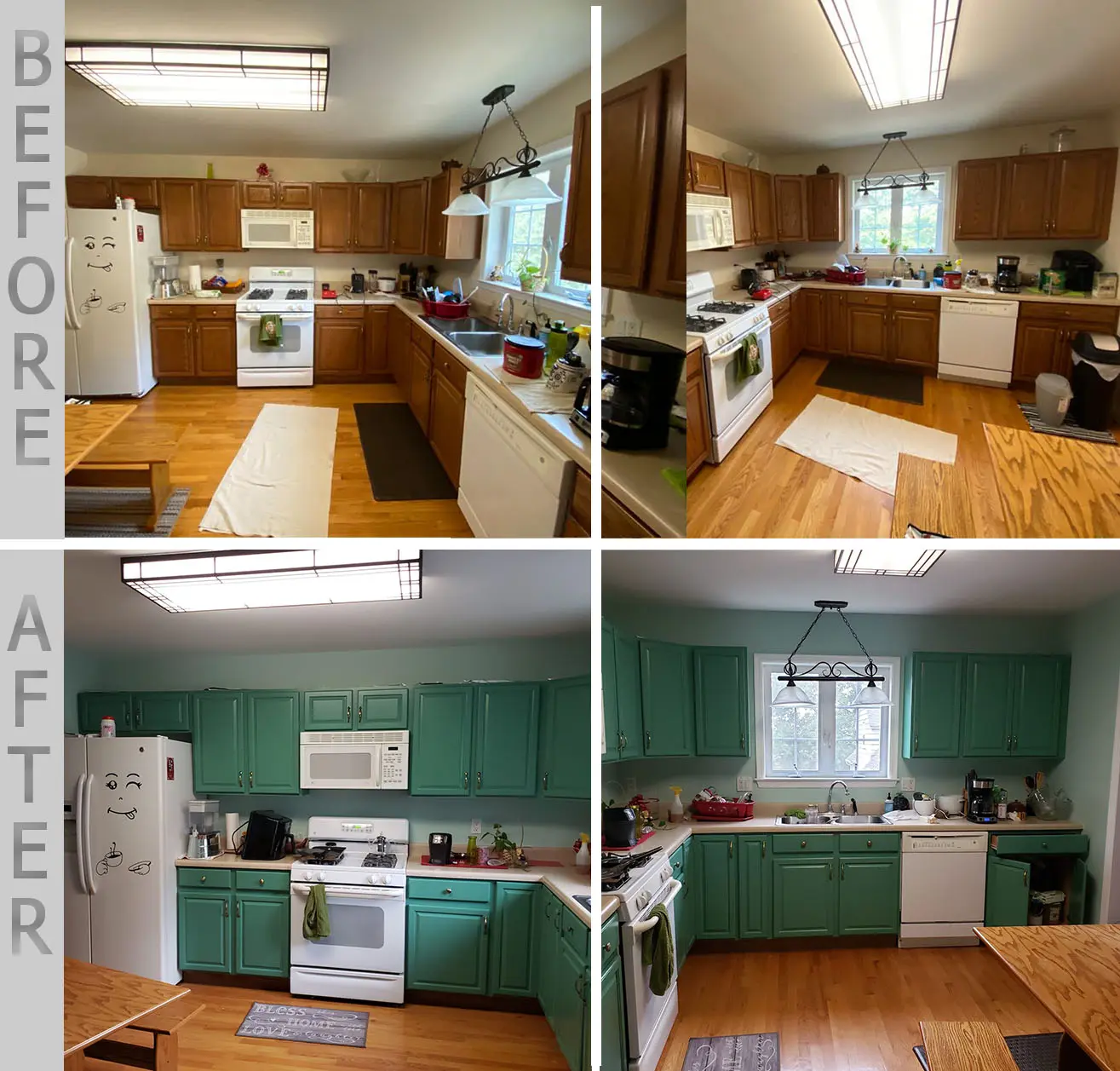 Green kitchen cabinet transformation