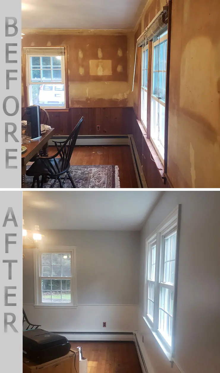 Interior room painting before and after